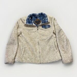 Pendleton Jacket Womens S Beige Heather Sherpa Fleece Full Zip Plaid Lined